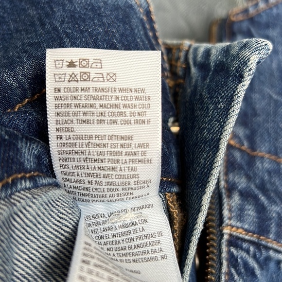 NWOT American Eagle Denim Overall Dress Skirt Small Blue Destroyed Hem Zipper - Picture 9 of 9